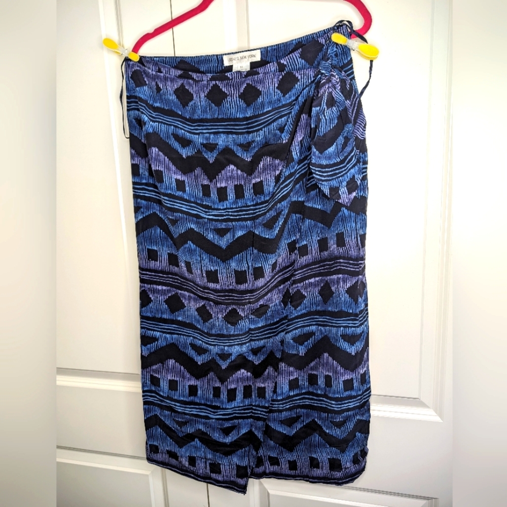 Silk Skirt- Jones New York Maxi Wrap Skirt Women's 10 Multicolor 100% Silk